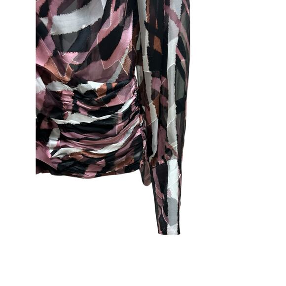 Etcetera Medium Purple Silk Blend Sheer Blouse Low-Cut Dressy Top - Picture 7 of 9
